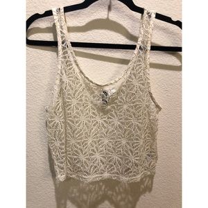 H&M White Floral Coverup Crop Top